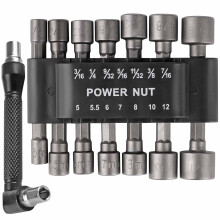 15-osainen mutterimeisselisarja, kuusiokolo 5/16 poranterä mutterimeisselisarja hylsyadapteri 1/4 tuumaa 42 mm sähkötyökaluille, sisältää