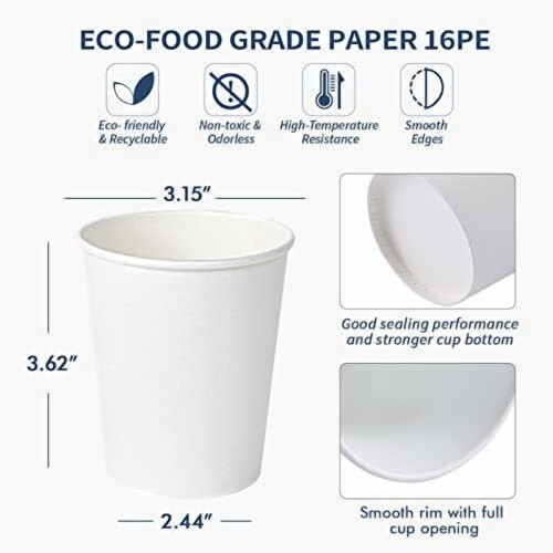 300 χάρτινα ποτήρια των 8oz, φλιτζάνι καφέ μιας χρήσης, λευκά χάρτινα ποτήρια νερού, 2