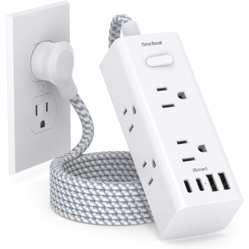 Πολύπριζο 6 πριζών με 4 USB (2xUSB-C), Επίπεδη πρίζα 5 ποδιών, Στήριγμα στον τοίχο, Χρήση