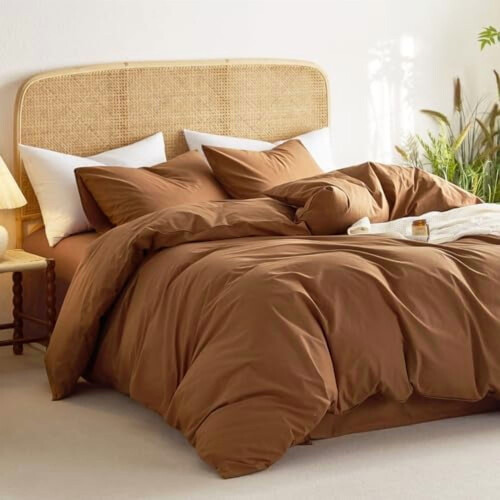 Σετ παπλωματοθήκης από βαμβάκι Queen Caramel Terracotta 3 τεμαχίων 2