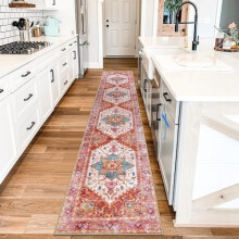 Tapis de couloir bohème vintage 60 x 360 cm (2 pi x 12 pi) en fausse laine antidérapante