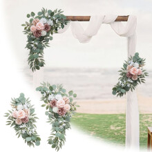 Guirlande de fleurs artificielles rose poudré – Lot de 2