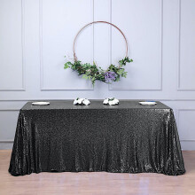 Nappe rectangulaire à paillettes noires 90 x 156 pouces