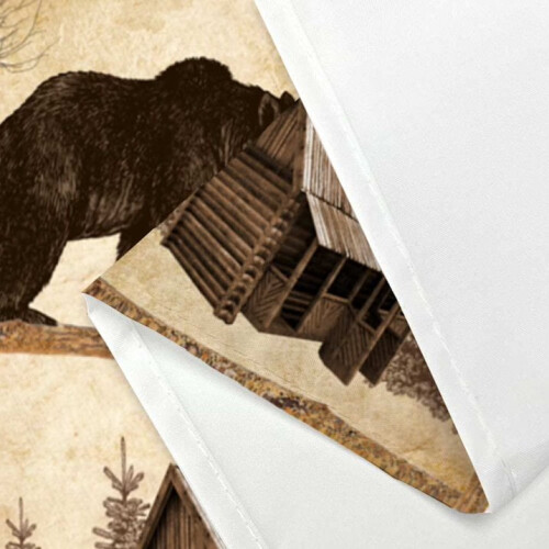 Ρουστίκ σετ κουρτινών ντους καμπίνας, Farmhouse Bear Moose Vintage ξύλινη διακόσμηση, σετ 2