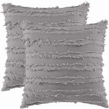 Xhy katoenen sierkussenhoes 18x18 inch grijs