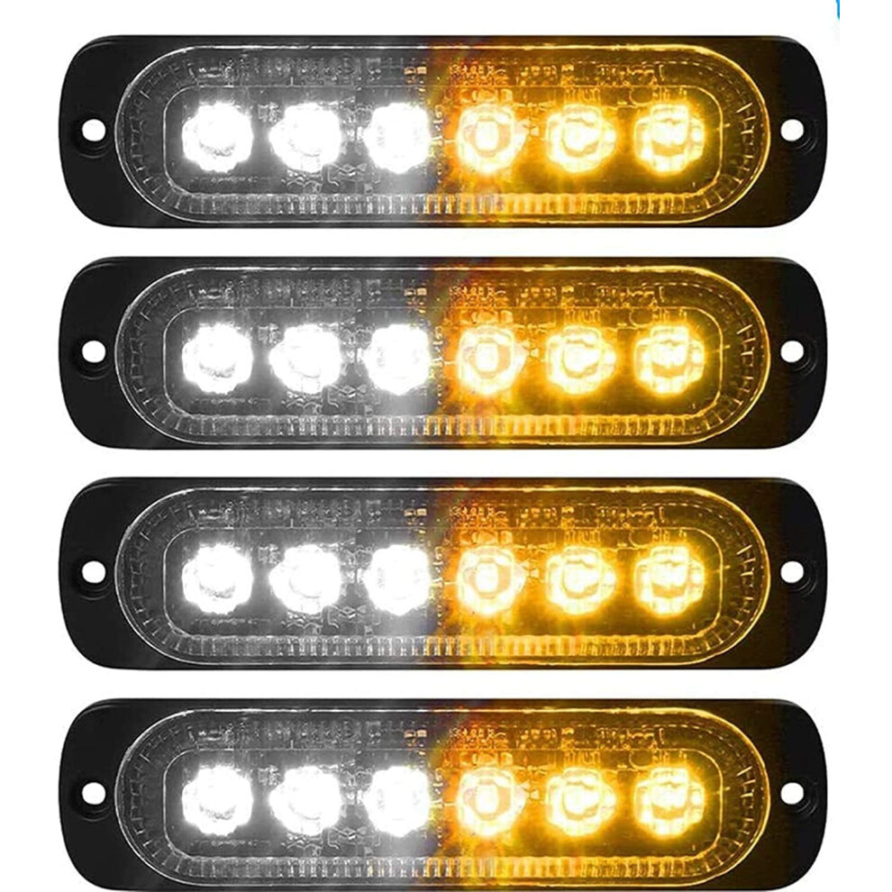 4 Pack 6Led Emergenty Warning Lights,Led Safety Emergency Flashing Lights 12-24V Strobe Hazard Warning Waterproof Amber/Light 9110895520840