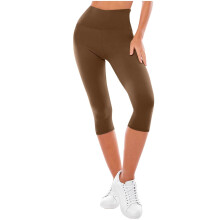 Dames yogabroek in effen kleur met elastische tailleband, capri sportlegging, strakke legging van melkzijdefleece, geschikt voor workouts, maat