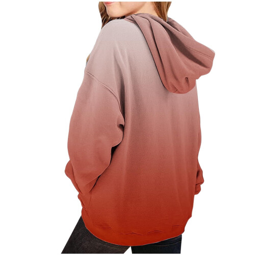 Μοντέρνα oversized φούτερ με κουκούλα για έφηβες, πουλόβερ με μακριά μανίκια και 2