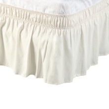 Polyester Wrap Around Dust Ruffle Bed Skirt 15" Drop for Twin Size Bed, Beige