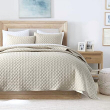 Ensemble de courtepointe à motif nuage beige, polyester léger