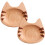 2 assiettes à trempette en bois en forme de chat 1