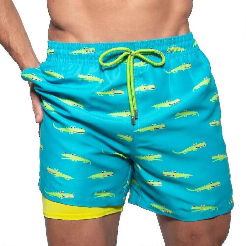(M,Style 5)Mens Swim Trunks With Compression Liner