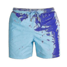 (3XL,Blue)Magical Change Color Beach Shorts Quick Dry Men Swimming Trunks Swimwear
