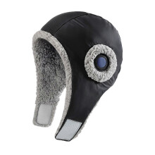 (black)Winter Earflap Hat For Men And Women - Windproof, Waterproof, Warm, And Breathable Pilot Cap With Chin Hook And Loop (black, 37cm) Zekai
