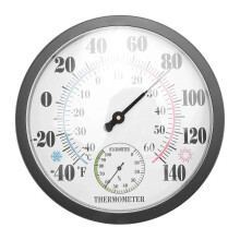 10 inch Indoor Outdoor Weather Thermometer/Hygrometer for Patio, Wall Decorative, No Battery Needed