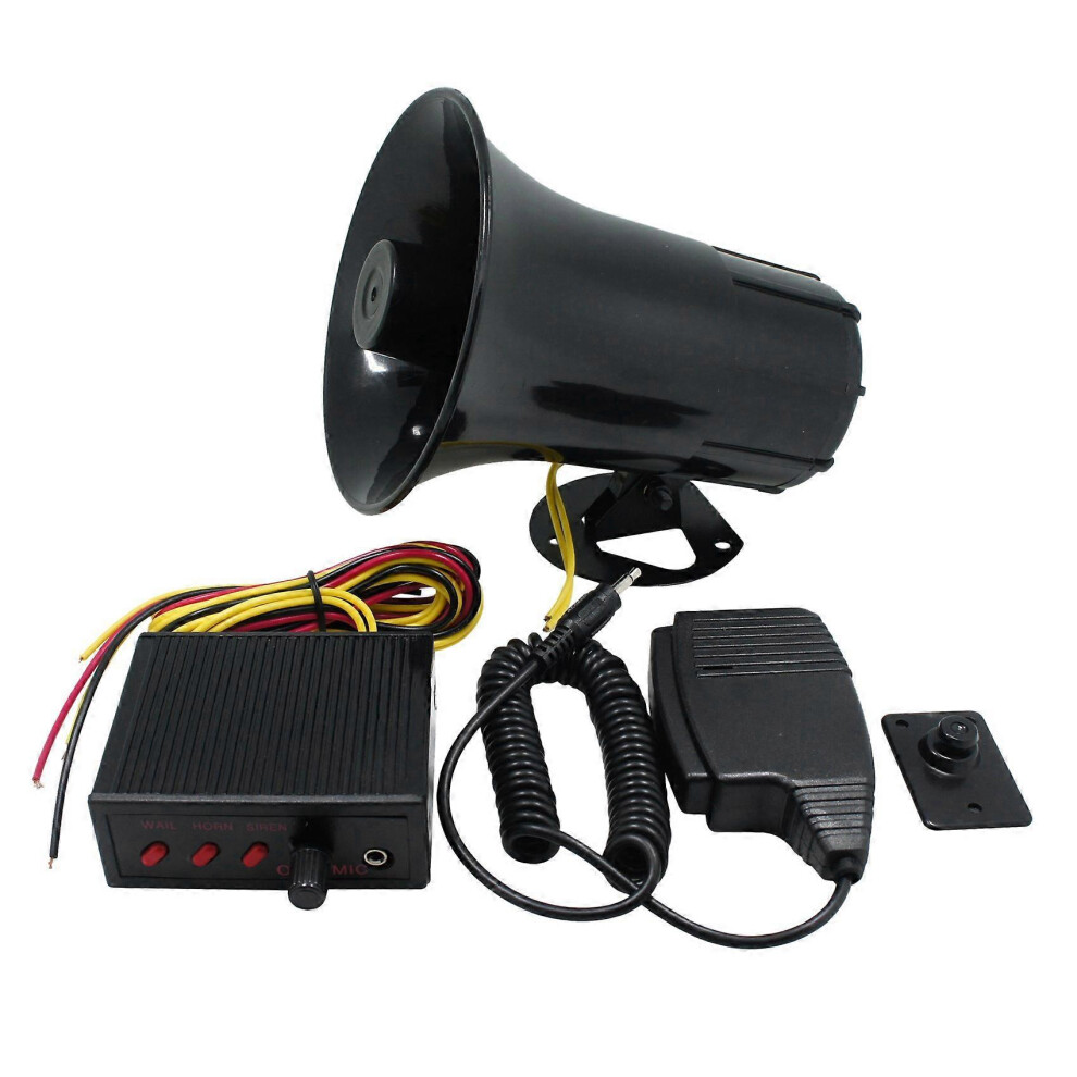 12V Police Siren Speaker 3 Tone Sound Volume Adjustment Vehicle Horn With Mic Loudspeaker Emergency 8930703518026