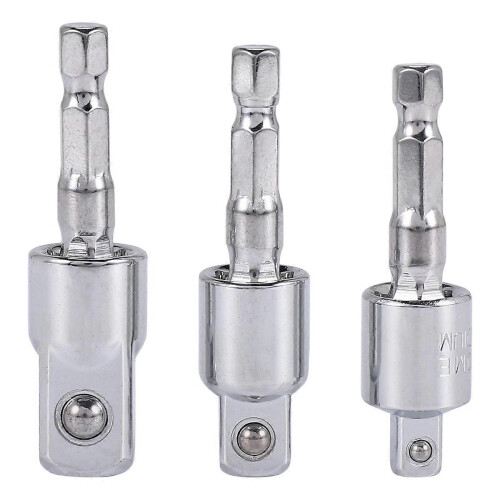 3 Pack Impact Grade Socket Adapter 360-Degree Universal Joint Swivel Socket Set, Socket to Drill Ada
