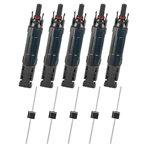 5 PCS PV Solar Panel Connector Male/Female Built-In Diode Inline Fuse Solar Wire Connectors Waterpro