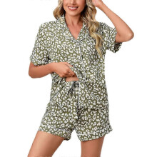 (XXL, Army Green) Womens Pajamas Sets Short Sleeve Lounge Sets Sleepwear Casual Two Piece Pajamas Summer Short Loungewear Pink Xl ZKFN