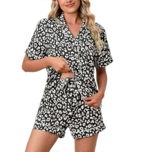 (XL, Black) Womens Pajamas Sets Short Sleeve Lounge Sets Sleepwear Casual Two Piece Pajamas Summer Short Loungewear Pink Xl ZKFN