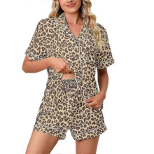 (XXL, Khaki) Womens Pajamas Sets Short Sleeve Lounge Sets Sleepwear Casual Two Piece Pajamas Summer Short Loungewear Pink Xl ZKFN