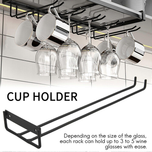 5 Pcs Stemware Wine Glass Storage Rack,Wall Mountable Kitchen Storage Rack ,Black,11 Inch / 30cm 2
