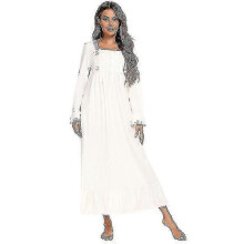 (S, White) Victorian Nightgown Cotton Sleepshirt Long Sleeve Pajama Dress Vintage For Women Tkl