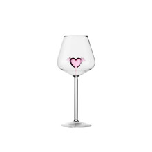 Heart Shaped Wine Glass, Crystal Red Wine Goblet with Romantic 3D Design for Wedding Valentine Party