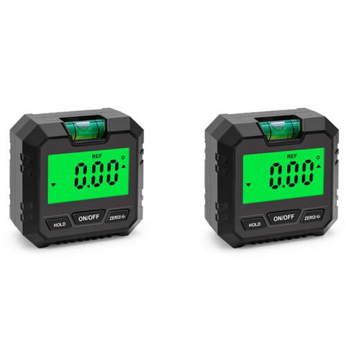 2X  Digital Protractor Inclinometer Electronic Goniometer Level Angle Measurement Meter Finder Level Box Black