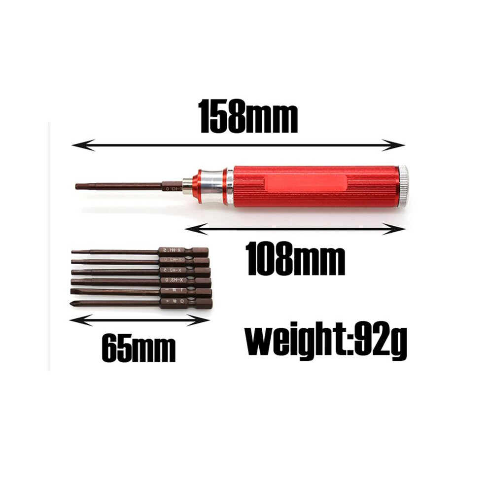 2X 6 In 1 Hexagon Screwdriver H1.5 2.0 2.5 3.0Mm Hex Slotted Phillips Screwdriver Tool Kit,2 6031356948795