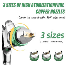 HVLP Spray Gun Kits, Pro Automotive Paint Guns 1.4/1.7/2.0mm Nozzles Air Spray Gun,Painting Gun for Cars,Furniture,Fence