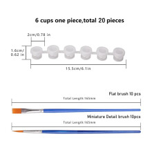 40 Strips 120 Pots Empty Paint Strips and 40 Pieces Paint Brushes,Paint Cup Clear Plastic Storage Containers,3Ml/0.17Oz