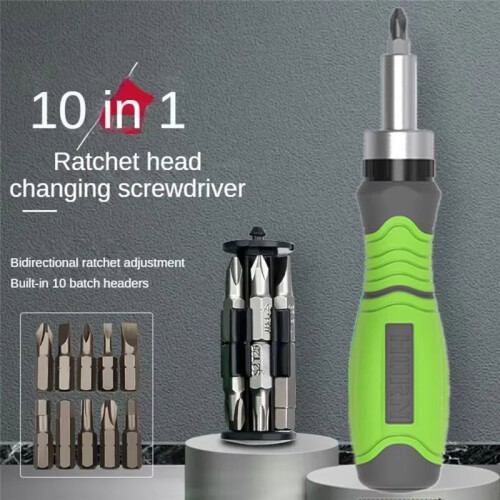 11 in 1 Ratchet Screwdriver Hidden Screwdriver  Multi Angle Corner Capable Multifunctional Screwdriver Tool Green 2