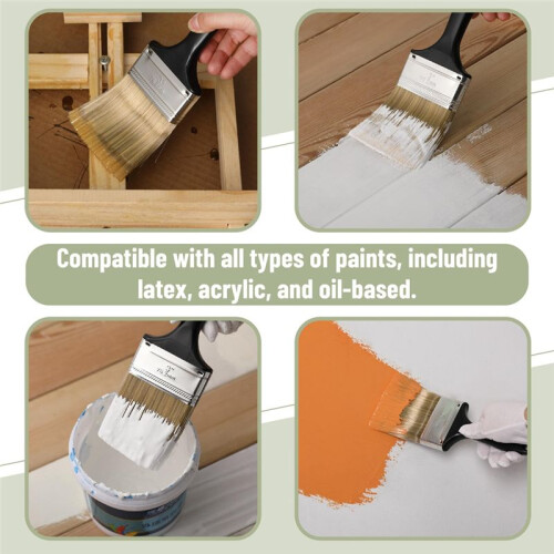 Pincéis de 4 Polegadas, Pincéis Planos para Paredes, Conjunto de Pincéis para Móveis, Pincéis de Parede para Pintar Paredes 2