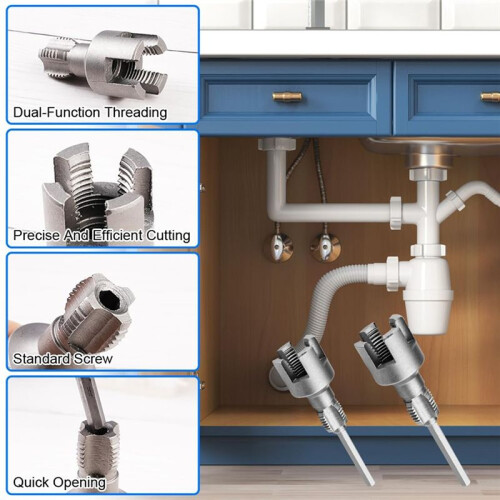 Integrated Internal External Pipe Threading Tool,Pipe Thread Cutting Tool for Plastic PPR Pipe Tap Die Set (1/2in+3/4in) 1