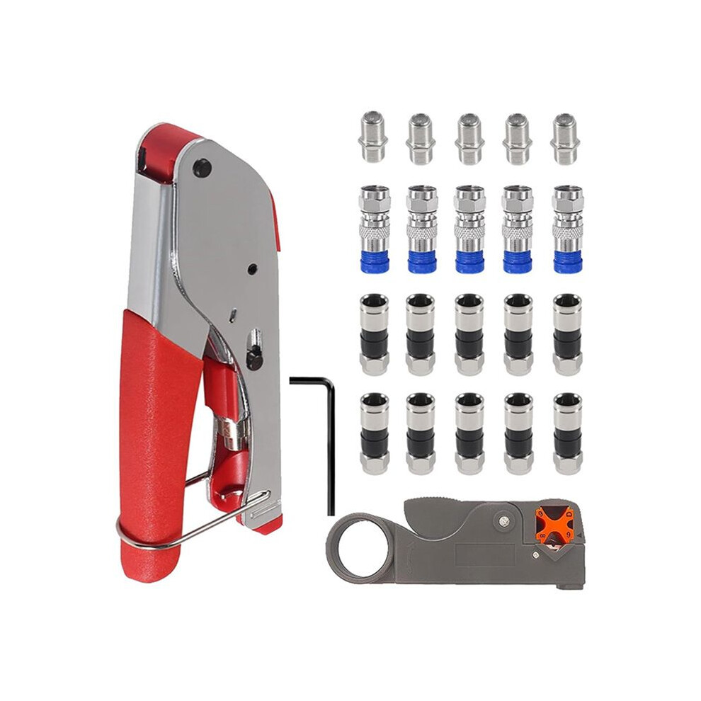 Coax Cable Crimper Tool Kit With 20Pcs F Type Rg59 Rg6 Compression Connectors Coaxial Cable Compression Tool Kit 6031146230499