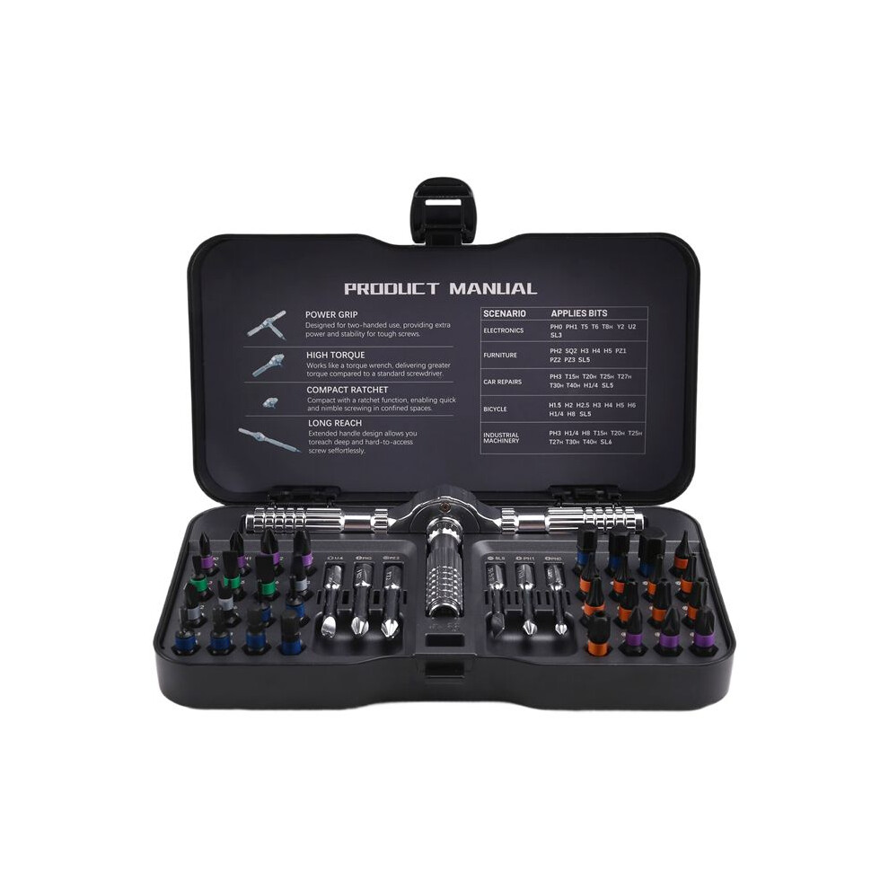 Magnetic Ratchet Screwdriver Set 40Pcs, Precision Bits, Non-Slip Handle, Repair Tool Kit For Electronics Car 6032242322378