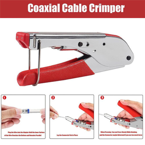 Coax Cable Crimper Tool Kit with 20pcs F Type RG59 RG6 Compression Connectors Coaxial Cable Compression Tool Kit 2