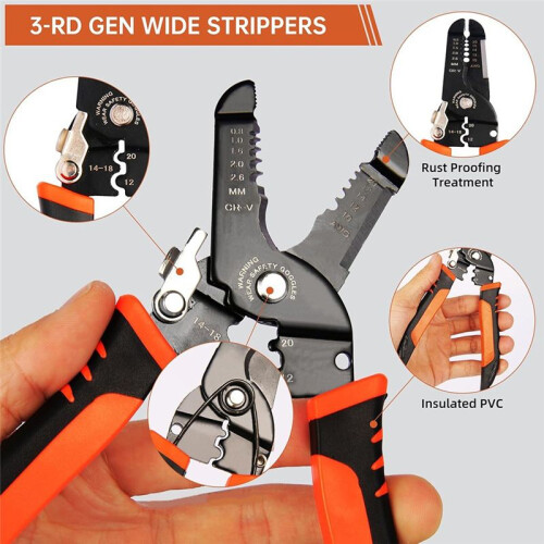Wire Stripper,3-Rd Generation Wire Strippers or Crimping Tool,5-in-1 Wire Crimper or Cutter,Multi-Function Hand Tools 2