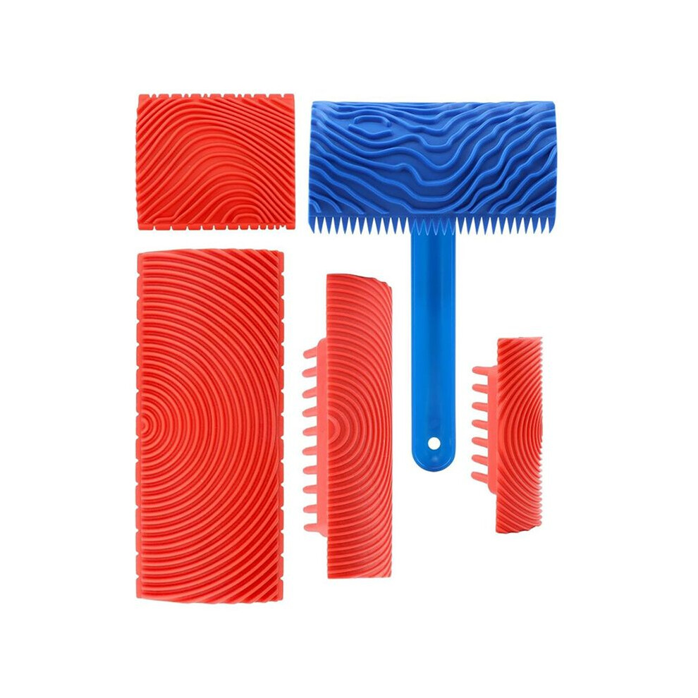 5 Pack Wood Grain Tool,Woodgraining Tool Kit,Texture Pattern With Handle Roller Rubber Empaistic Graining Tool 6033692561119