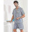 (L,BLUE)Men's Short Sleeve Ice Silk Pajama Set With Shorts zZ 2