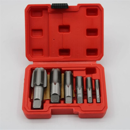 6 Pcs NPT Pipe Tap Set Threading Plumbing NPT Tap Set with Storage Case Thread Tapping Tool Kit 2