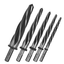 Set di 5 Alesatori Conici M2 HSS per Acciaio, Metallo, Legno, Lega, Gambo da 1/2" A 3 Piani