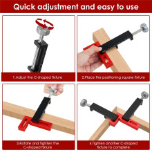 Carpentry Fixing Clamp Wood Board Installation Clamp 90 Positioning Square and C Clamp Cabinet Drawer Corner Clamp 2Set