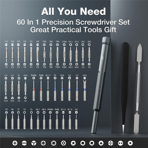 60-in-1 Precision Screwdriver Set with - Magnetic Case, for Electronics, Phone, Computer, PC, Watch, Eyeglass 2