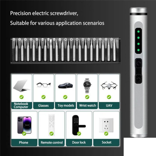 Portable Multi Functional Precision Electric Screwdriver Set with LED Light Rechargeable Cordless Electric Screwdriver A 1