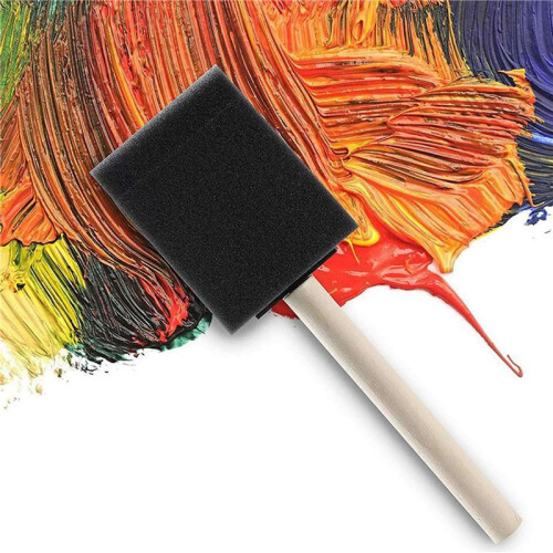 Conjunto de Pincéis de Pintura com Cabo de Madeira de Esponja de Espuma de 2 Polegadas de 100 Peças, ótimo para Acrílicos, Manchas, Vernizes, 1