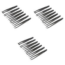 21Pcs Set di Utensili Un Mano Pinzette Un Fondo Piatto Antistatico Nel Plastica Nera