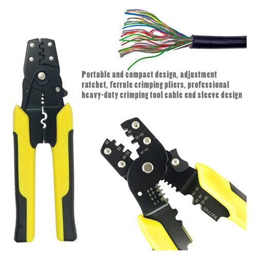 2 Pcs Crimp Tool Crimper Plier Wire Crimpers Adjustable Crimping Range for Cutting and Pressing Cables 1