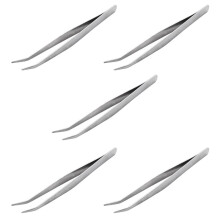5 pièces 5.9 Pouce de Long ton argent pince à épiler à pointe incurvée pince outil à main